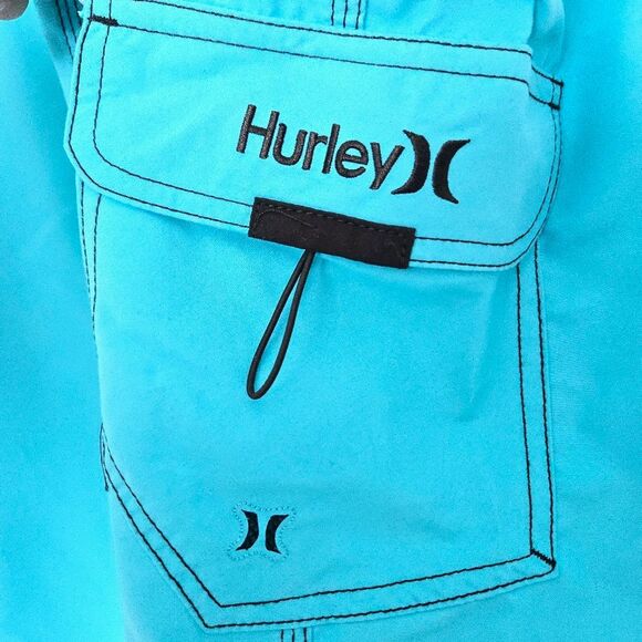 Hurley Mens One & Only 22 Inch Boardshorts Size 36 Bright Cyan Blue Swim Trunks - Picture 5 of 12